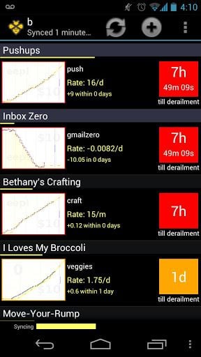 Screenshot from Bethany's phone (Android) screenshot from the android app