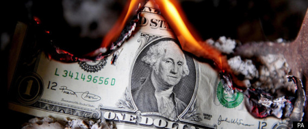 I find it hilariously ironic that burning money is forbidden by the government since burning money (literally an IOU from the govenment) is tantamount to giving the government money image of a burning dollar bill