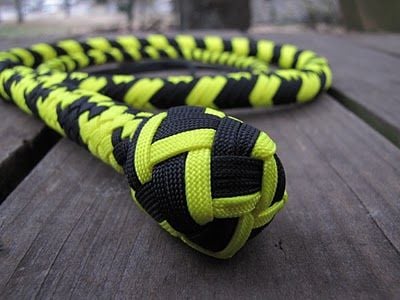 Erica's actual beekeeping whip (not actually) A whip colored black and yellow, like a bee