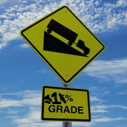 steep grade road sign