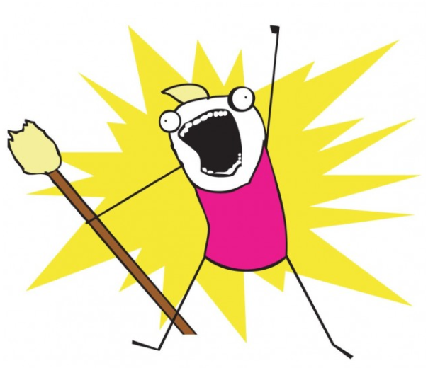 This is what Brent Yorgey presumably looks like all the time. (And the puzzle of the day: Is 'hyperbole and a half' -- where this now ultrafamous image is from -- an autological phrase?) All The Things