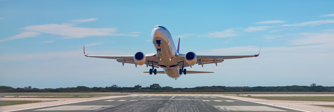 Airplane taking off from a runway