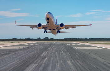 Airplane taking off from a runway