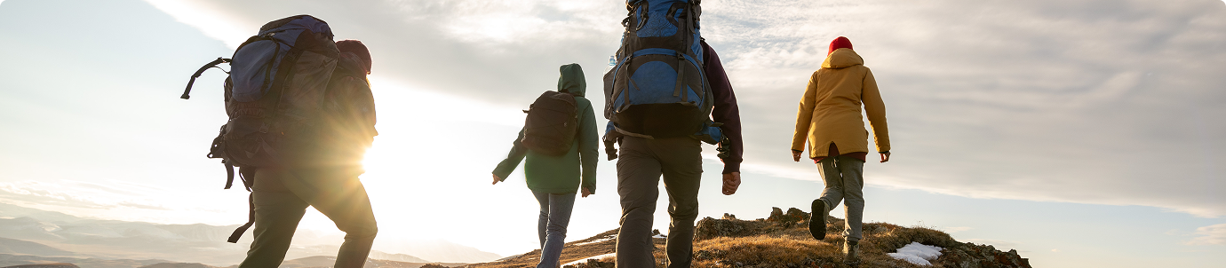 Backpacking journey through mountain landscapes