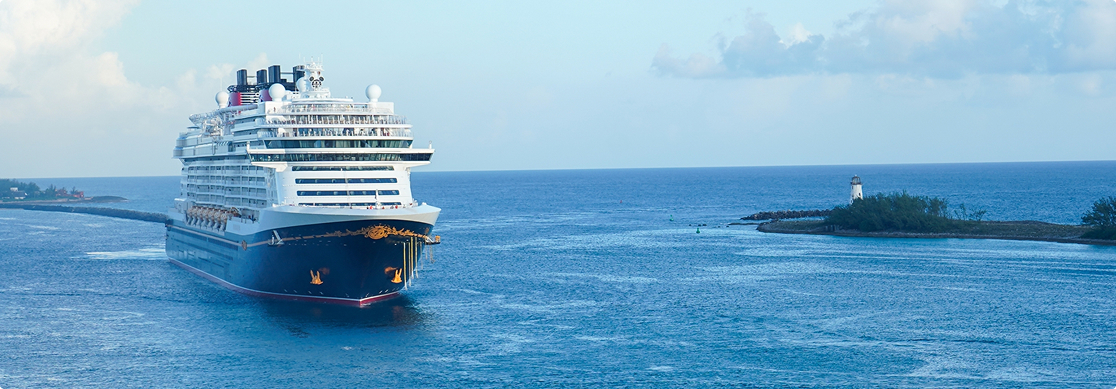 Cruise Ship by a Cliff