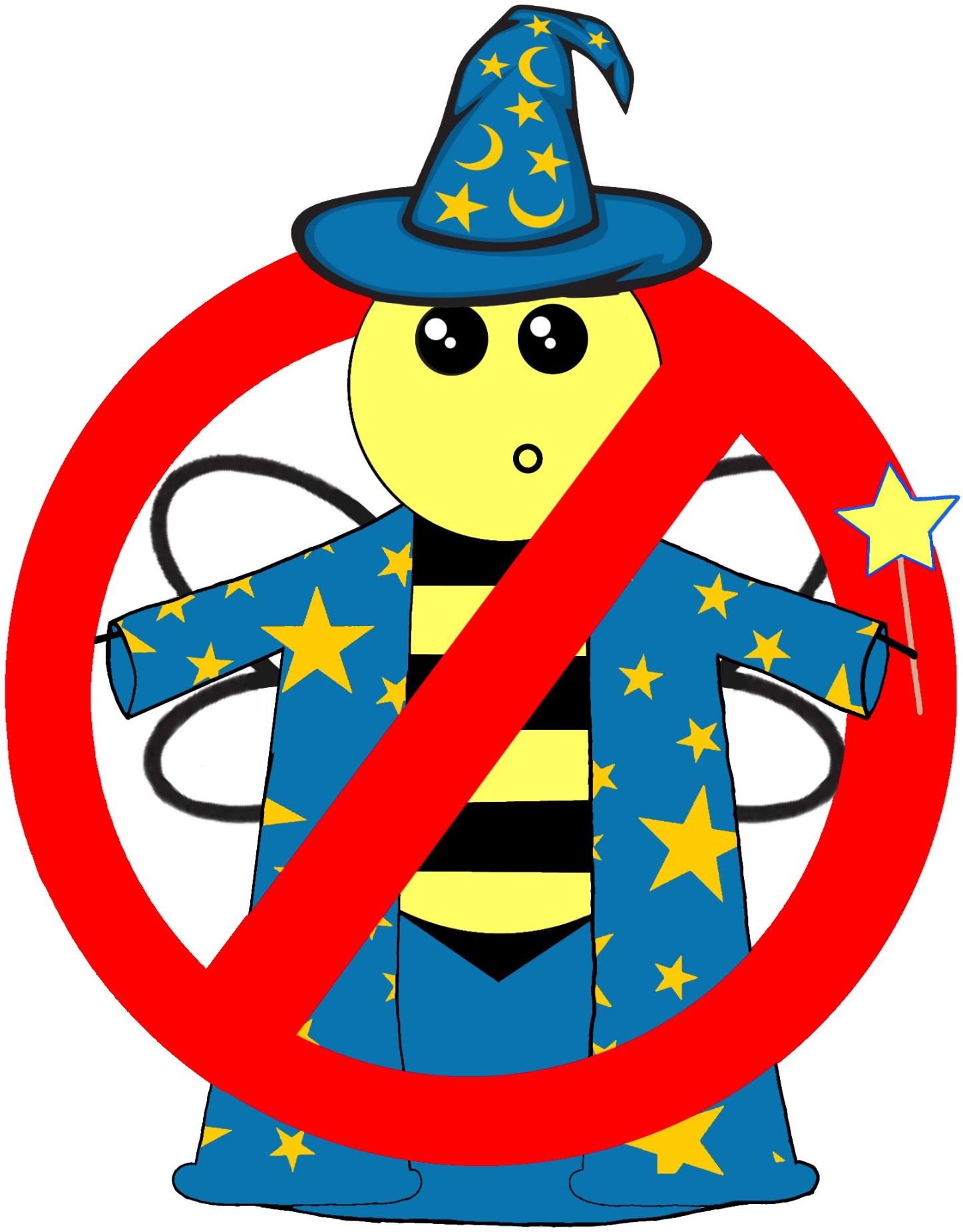 Bee puts on her robe and wizard hat A bee wearing a wizard hat and magic wand
